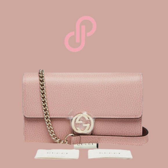Gucci Handbags - Gucci Pink Pebbled Leather Interlocking G Bag